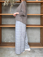 【SALE】GASA*/  ギャザーワイドパンツ (gray × lavender)
