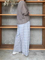 【SALE】GASA*/  ギャザーワイドパンツ (gray × lavender)