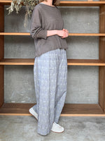 【SALE】GASA*/  ギャザーワイドパンツ (gray × lavender)