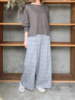 【SALE】GASA*/  ギャザーワイドパンツ (gray × lavender)