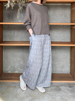 【SALE】GASA*/  ギャザーワイドパンツ (gray × lavender)