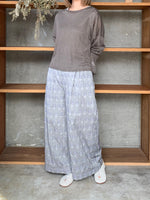 【SALE】GASA*/  ギャザーワイドパンツ (gray × lavender)