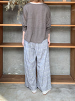 【SALE】GASA*/  ギャザーワイドパンツ (gray × lavender)