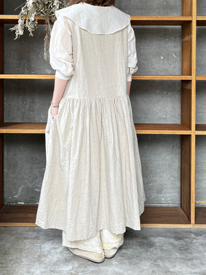 【SALE】ROBE de PEAU / SLEEVELESS CANVAS ONE PIECE (NATURAL)