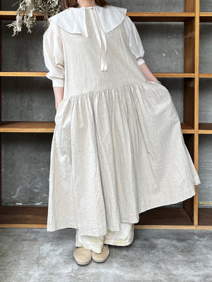 【SALE】ROBE de PEAU / SLEEVELESS CANVAS ONE PIECE (NATURAL)