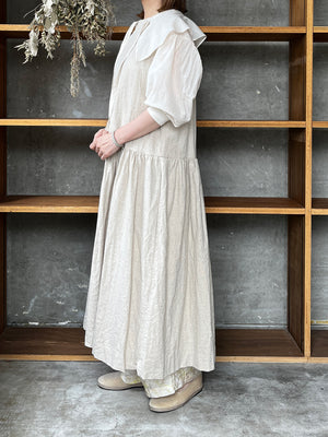 【SALE】ROBE de PEAU / SLEEVELESS CANVAS ONE PIECE (NATURAL)