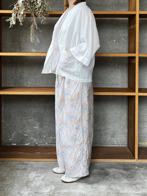 【SALE】UNIVERSAL TISSU / フレンチリネン ドルマンスリープシャツジャケット（オフ）