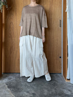 Vlas Blomme / Smoky Color Linen Plainstitch 無地ワイドTシャツ (Beige)