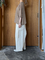 Vlas Blomme / Smoky Color Linen Plainstitch 無地ワイドTシャツ (Beige)