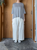 Vlas Blomme / Smoky Color Linen Plainstitch 無地ワイドTシャツ (Gray)