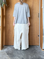 Vlas Blomme / Smoky Color Linen Plainstitch 無地ワイドTシャツ (Gray)