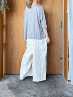 Vlas Blomme / Smoky Color Linen Plainstitch 無地ワイドTシャツ (Gray)