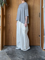 Vlas Blomme / Smoky Color Linen Plainstitch 無地ワイドTシャツ (Gray)