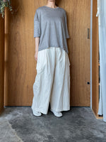 Vlas Blomme / Smoky Color Linen Plainstitch 無地ワイドTシャツ (Gray)