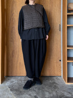 qiri / flower dot quilt JQ short reversible vest (ブラウン)