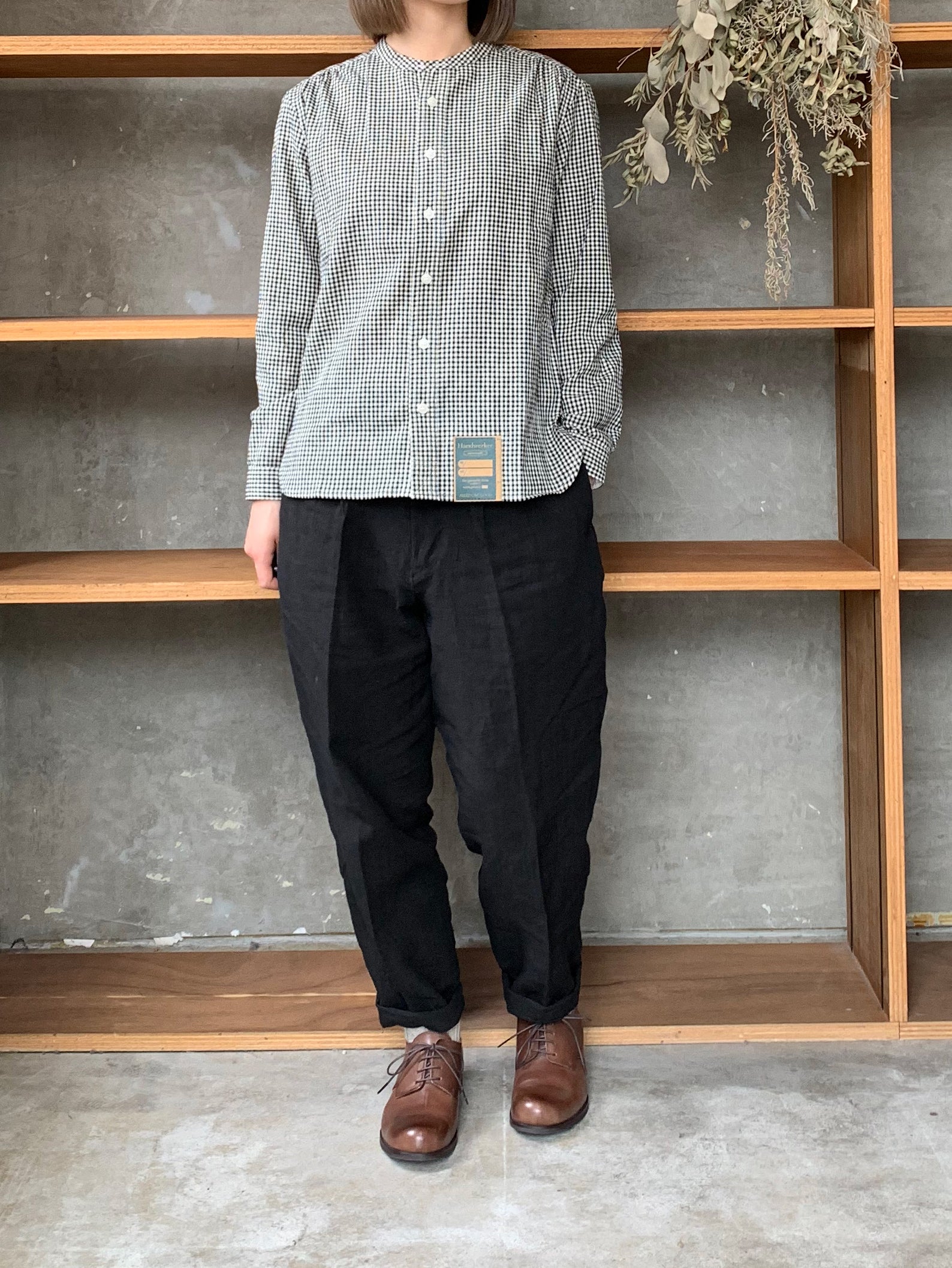 ASEEDONCLÖUD / HW collarless shirt（Black）
