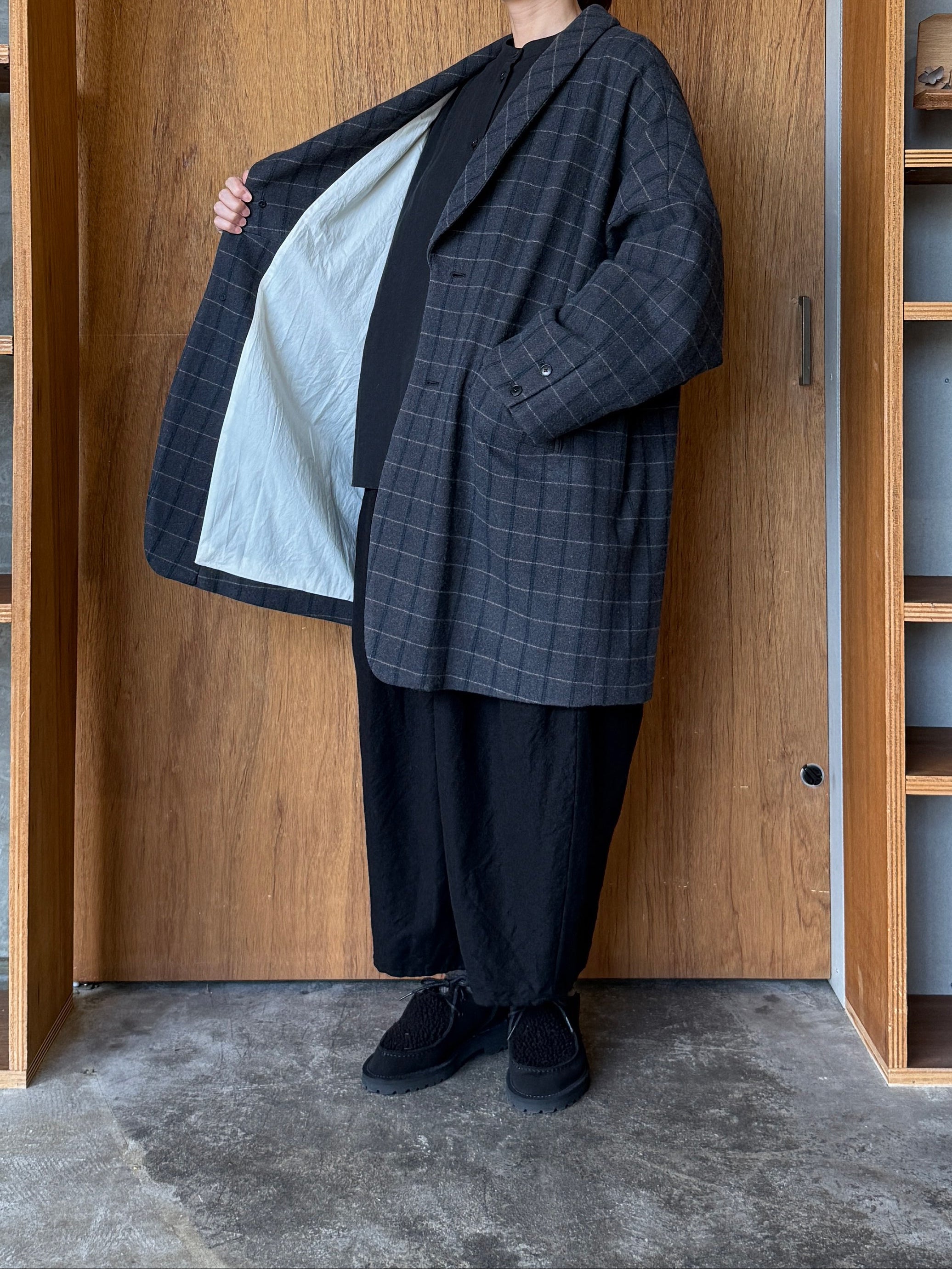 GASA*/ 薄雲 コートジャケット(brown check)