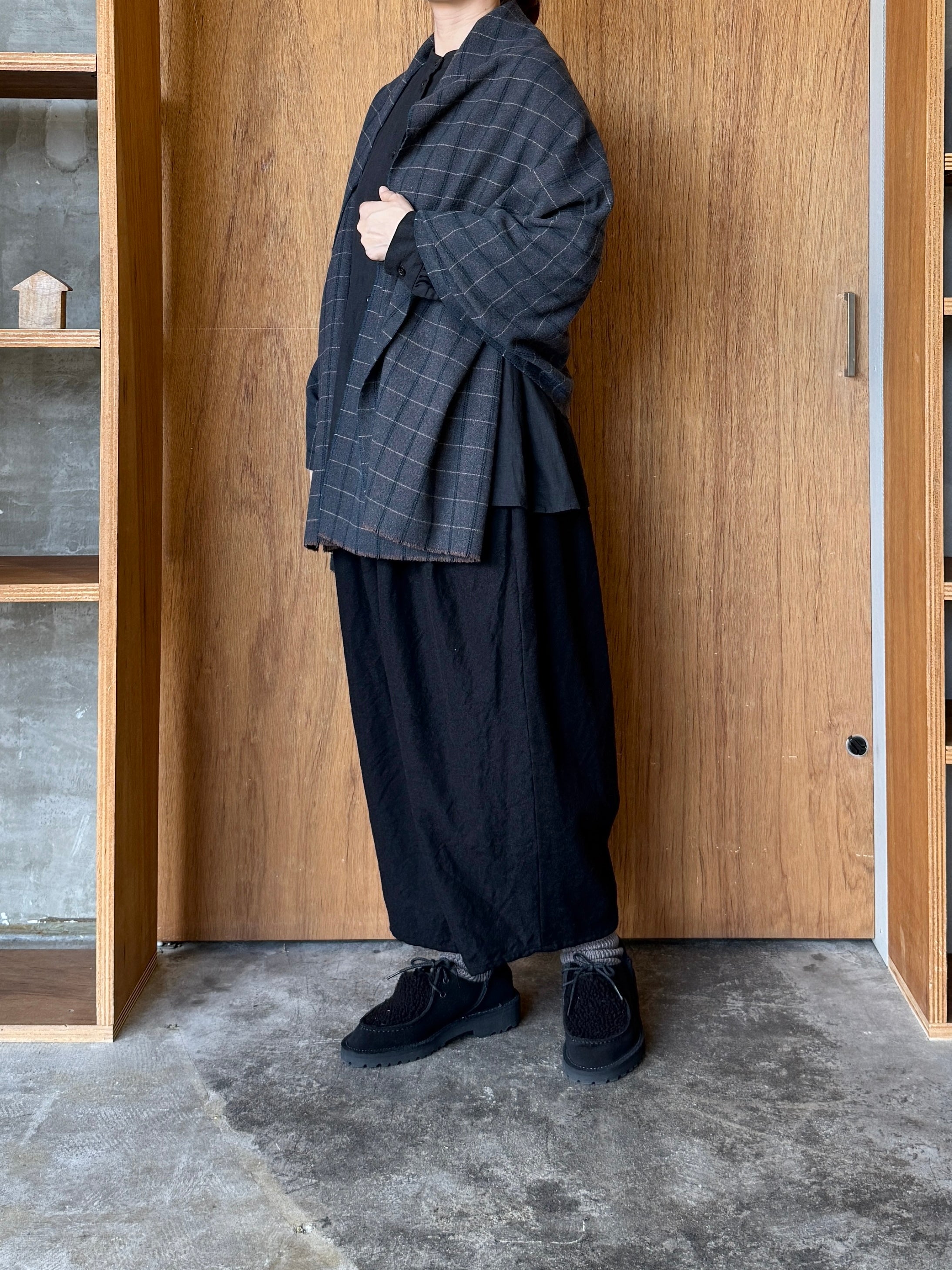 GASA*/ 薄雲 マフラー (brown check)