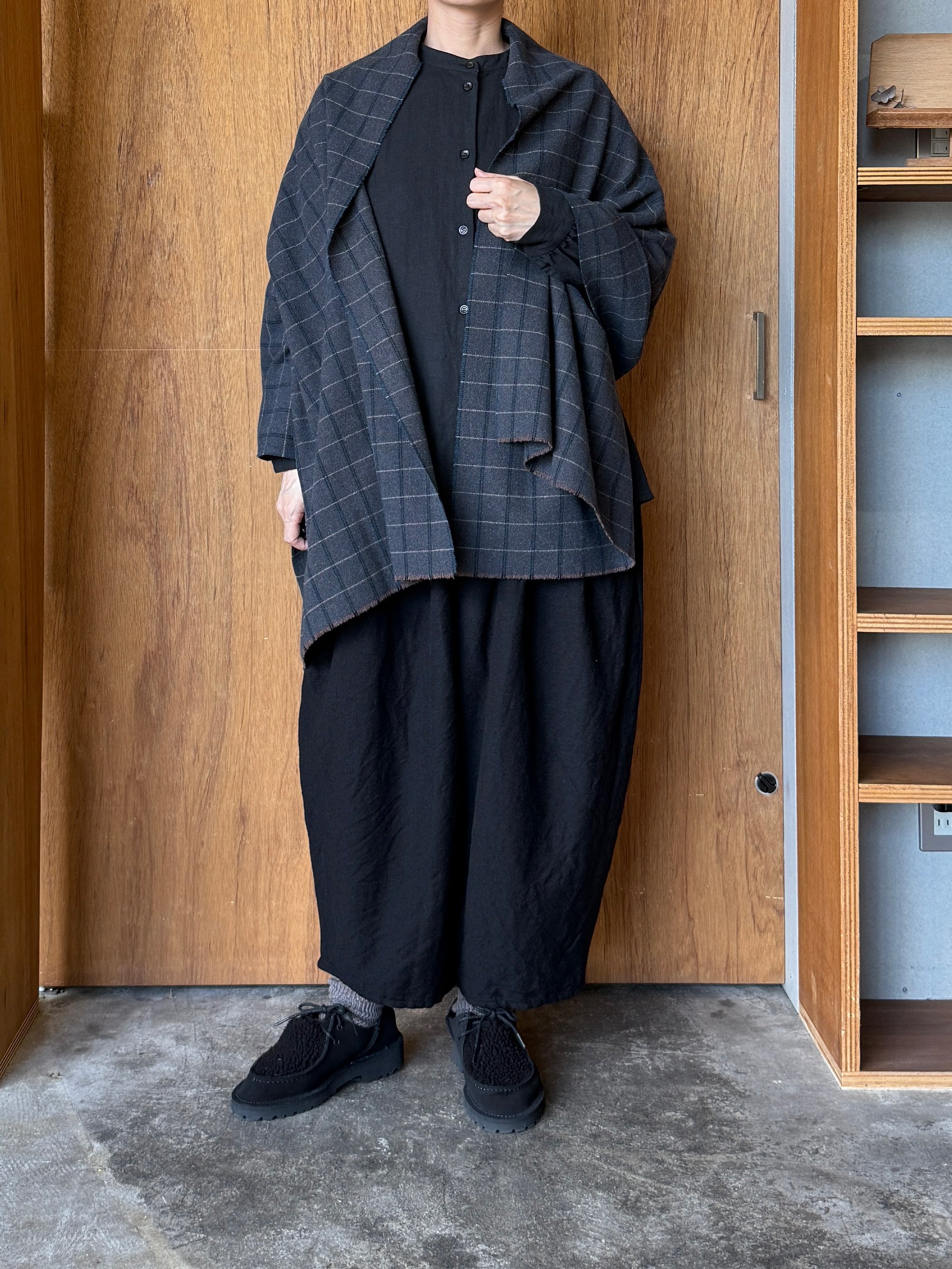 GASA*/ 薄雲 マフラー (brown check)