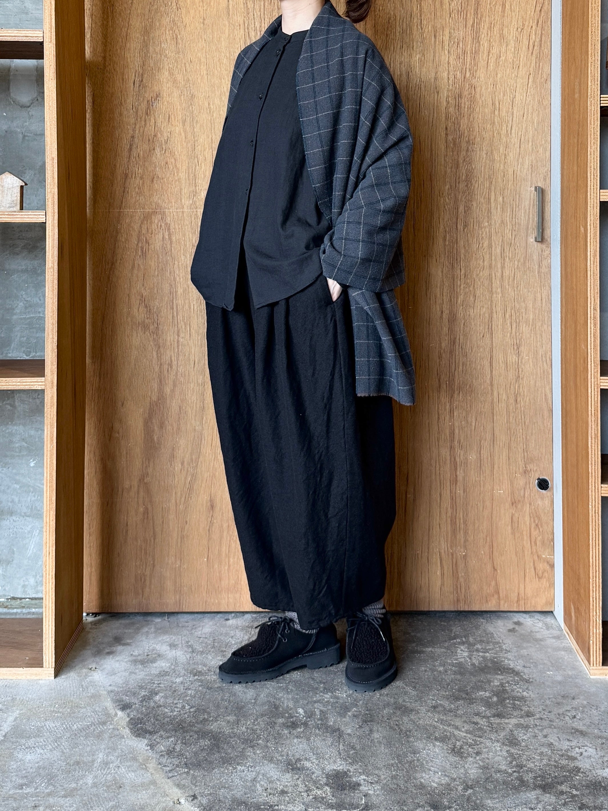 GASA*/ 薄雲 マフラー (brown check)