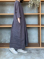 【SALE】tumugu / リネンキャンバス ワンピース（CHARCOAL）