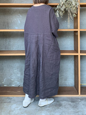 【SALE】tumugu / リネンキャンバス ワンピース（CHARCOAL）