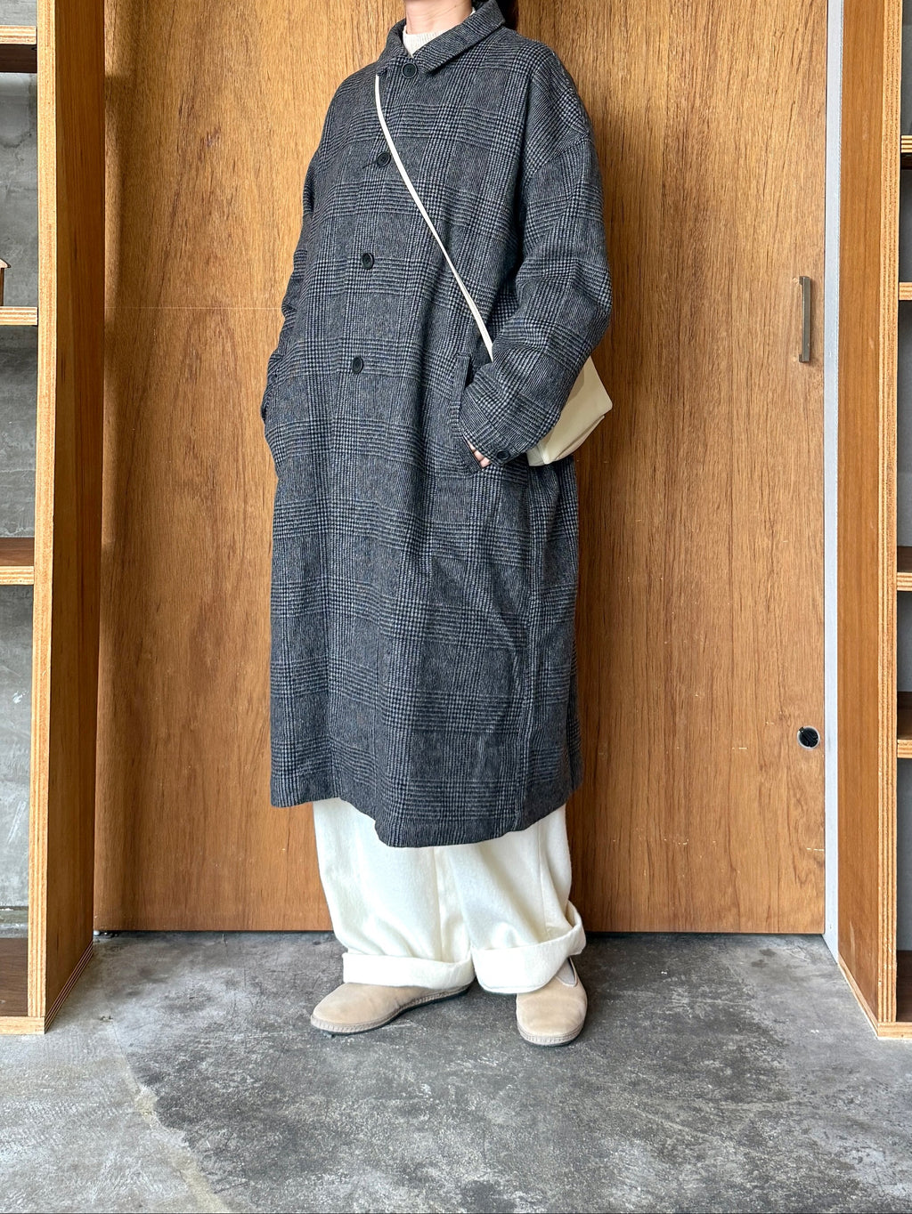 UNIVERSAL TISSU /  リニュールビーバーグレンチェック ステンCO（ブラウングレンチェック）