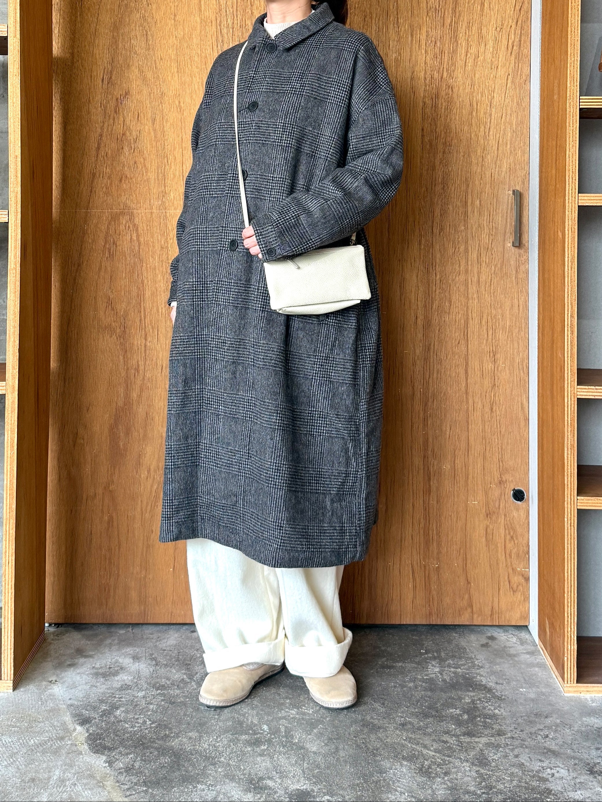 UNIVERSAL TISSU /  リニュールビーバーグレンチェック ステンCO（ブラウングレンチェック）