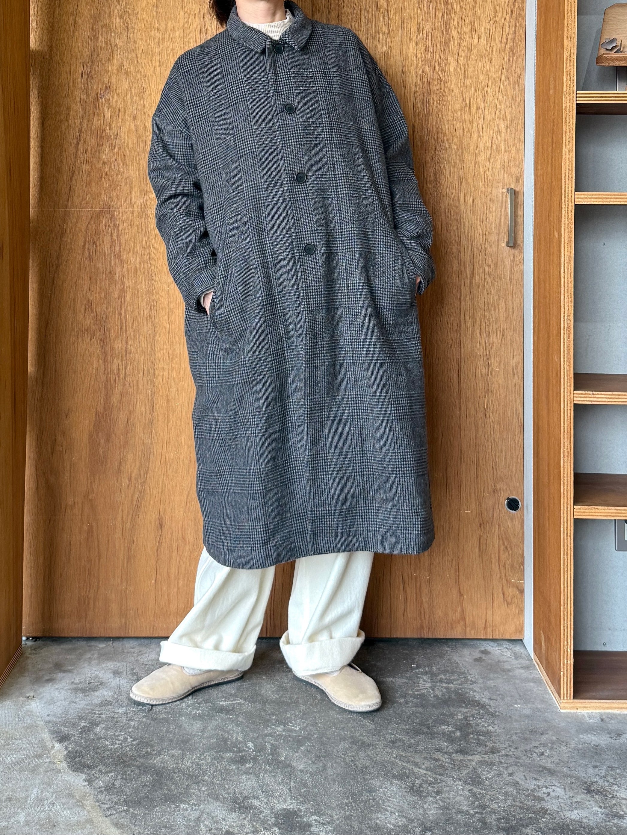 UNIVERSAL TISSU /  リニュールビーバーグレンチェック ステンCO（ブラウングレンチェック）