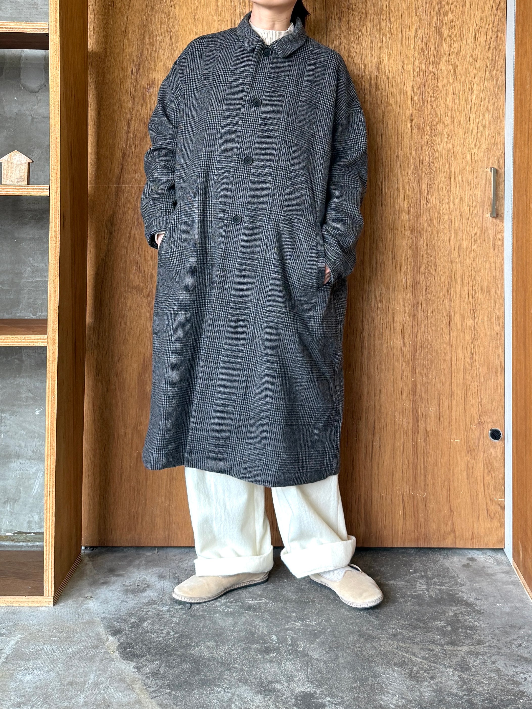 UNIVERSAL TISSU /  リニュールビーバーグレンチェック ステンCO（ブラウングレンチェック）