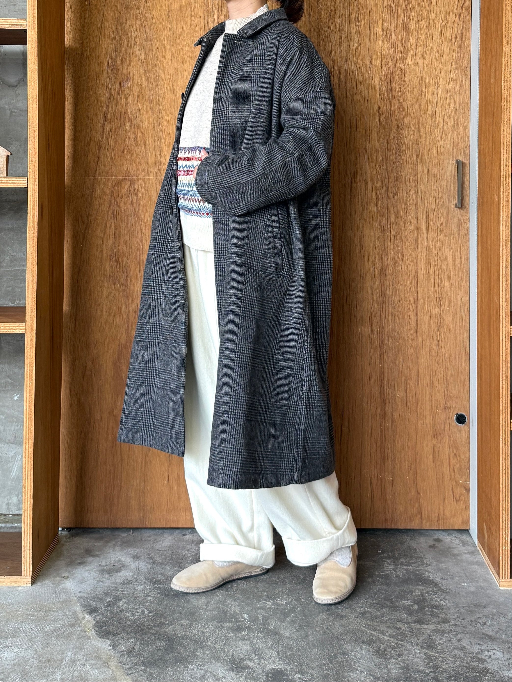 UNIVERSAL TISSU /  リニュールビーバーグレンチェック ステンCO（ブラウングレンチェック）