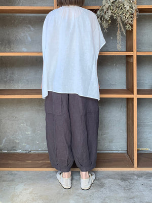 【SALE】tumugu / リネンキャンバス パンツ（CHARCOAL）
