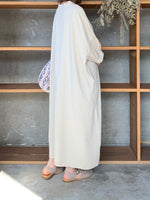 【SALE】UNIVERSAL SEVEN / USAコットン リネンコンボギャザースリーブOB（アイボリー）