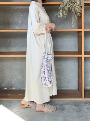 【SALE】UNIVERSAL SEVEN / USAコットン リネンコンボギャザースリーブOB（アイボリー）