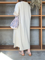 【SALE】UNIVERSAL SEVEN / USAコットン リネンコンボギャザースリーブOB（アイボリー）