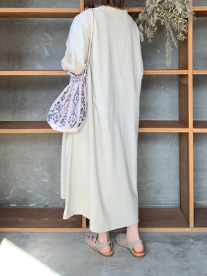 【SALE】UNIVERSAL SEVEN / USAコットン リネンコンボギャザースリーブOB（アイボリー）