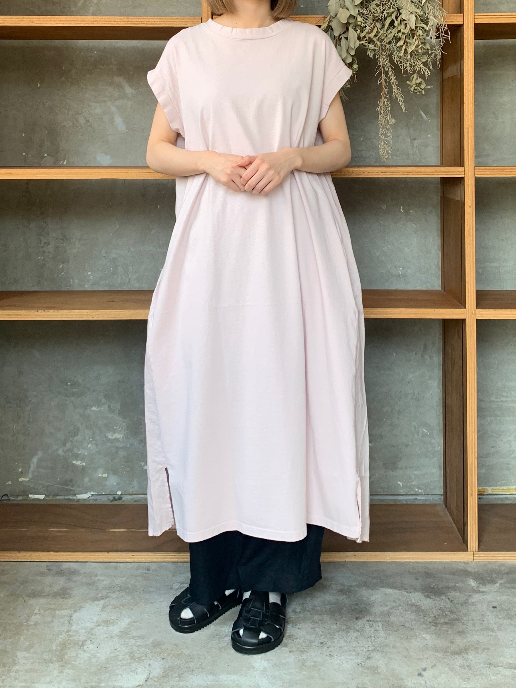 UNIVERSAL SEVEN / USAコットン リネンコンボロングPO（スモーキーピンク）