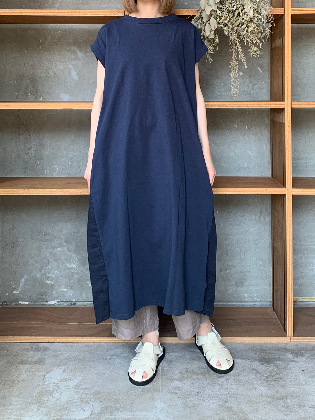 UNIVERSAL SEVEN / USAコットン リネンコンボロングPO（ネイビー）