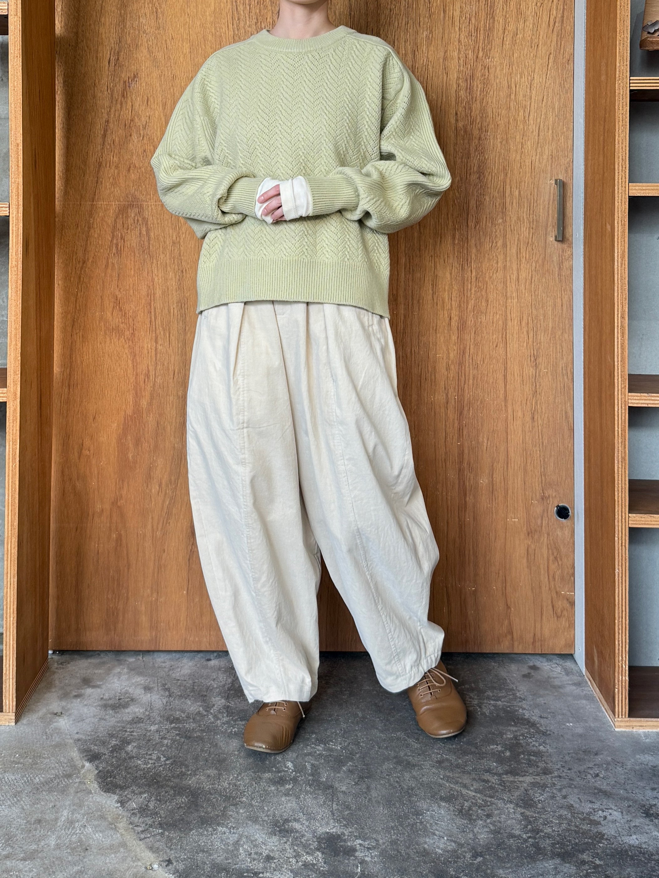 OTOAA / GARMENT DYE SWEAT CREW NECK (LIME GREEN)