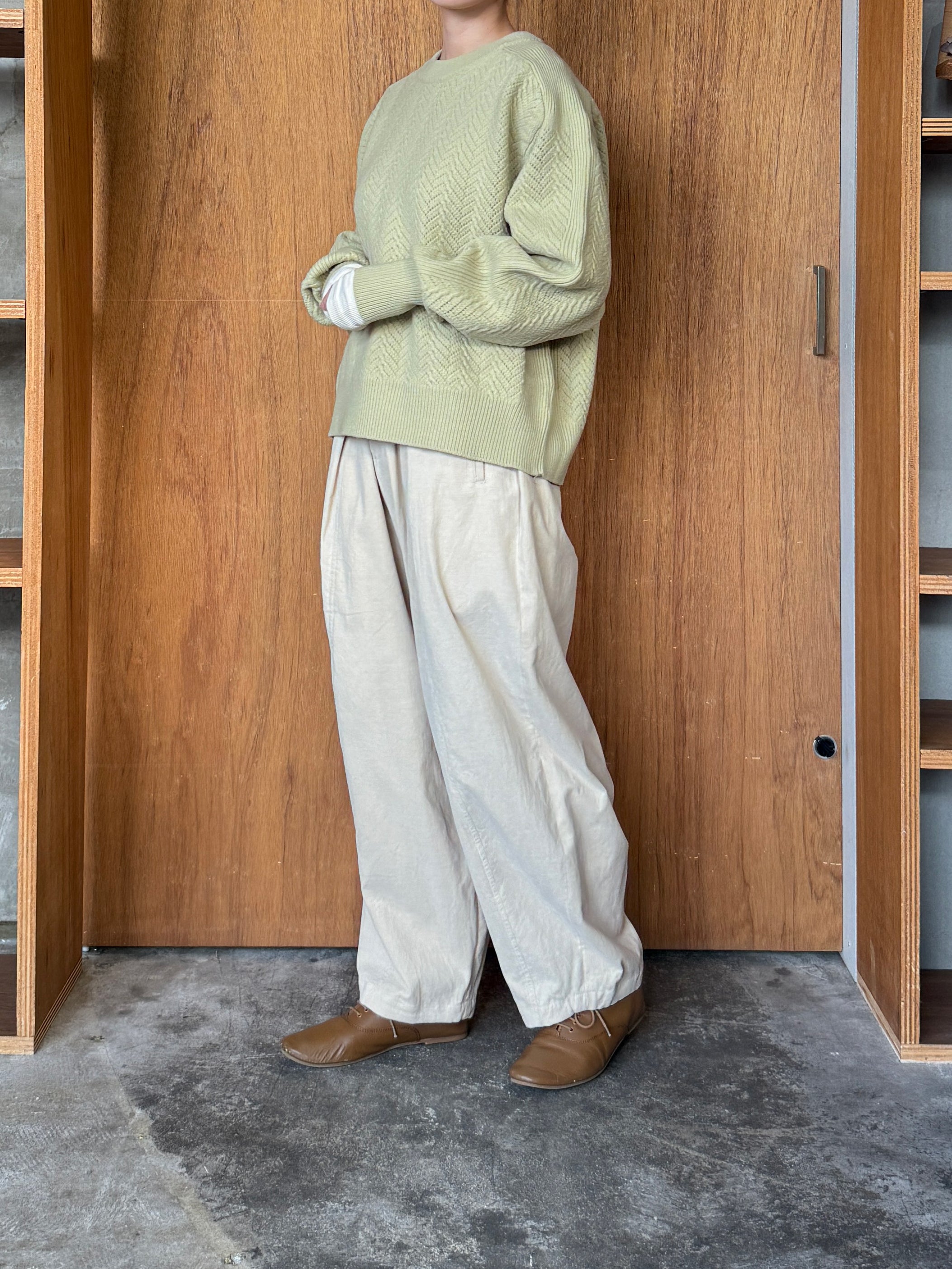 OTOAA / GARMENT DYE SWEAT CREW NECK (LIME GREEN)