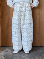 【予約】qiri / patchwork jacquard gather pants (ecru mix)