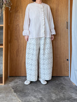 【予約】qiri / sashiko check gather sleeve blouse (pink mix)
