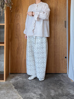 【予約】qiri / sashiko check gather sleeve blouse (pink mix)