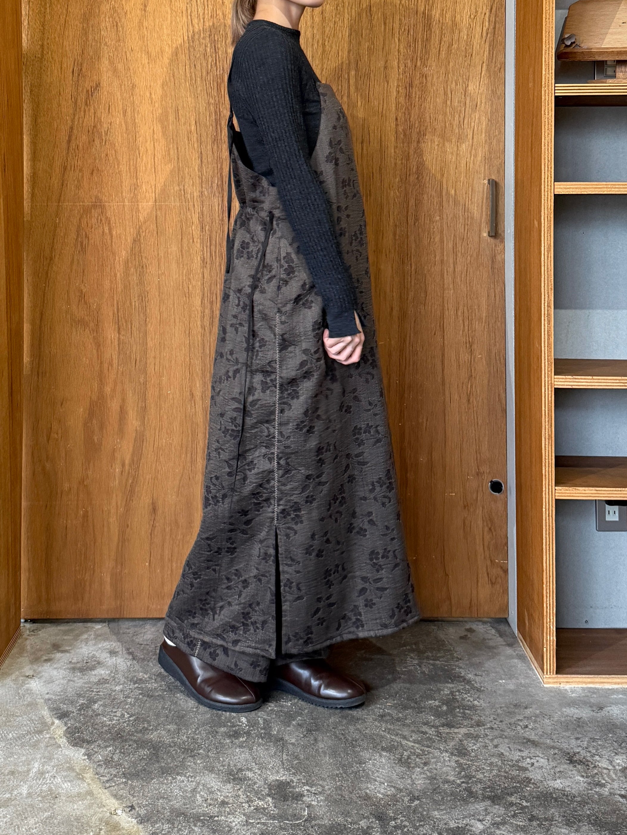 qiri / flower tale gather wide pants (ブラウン)