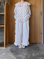 【予約】qiri / sashiko check gater pants (pink mix)