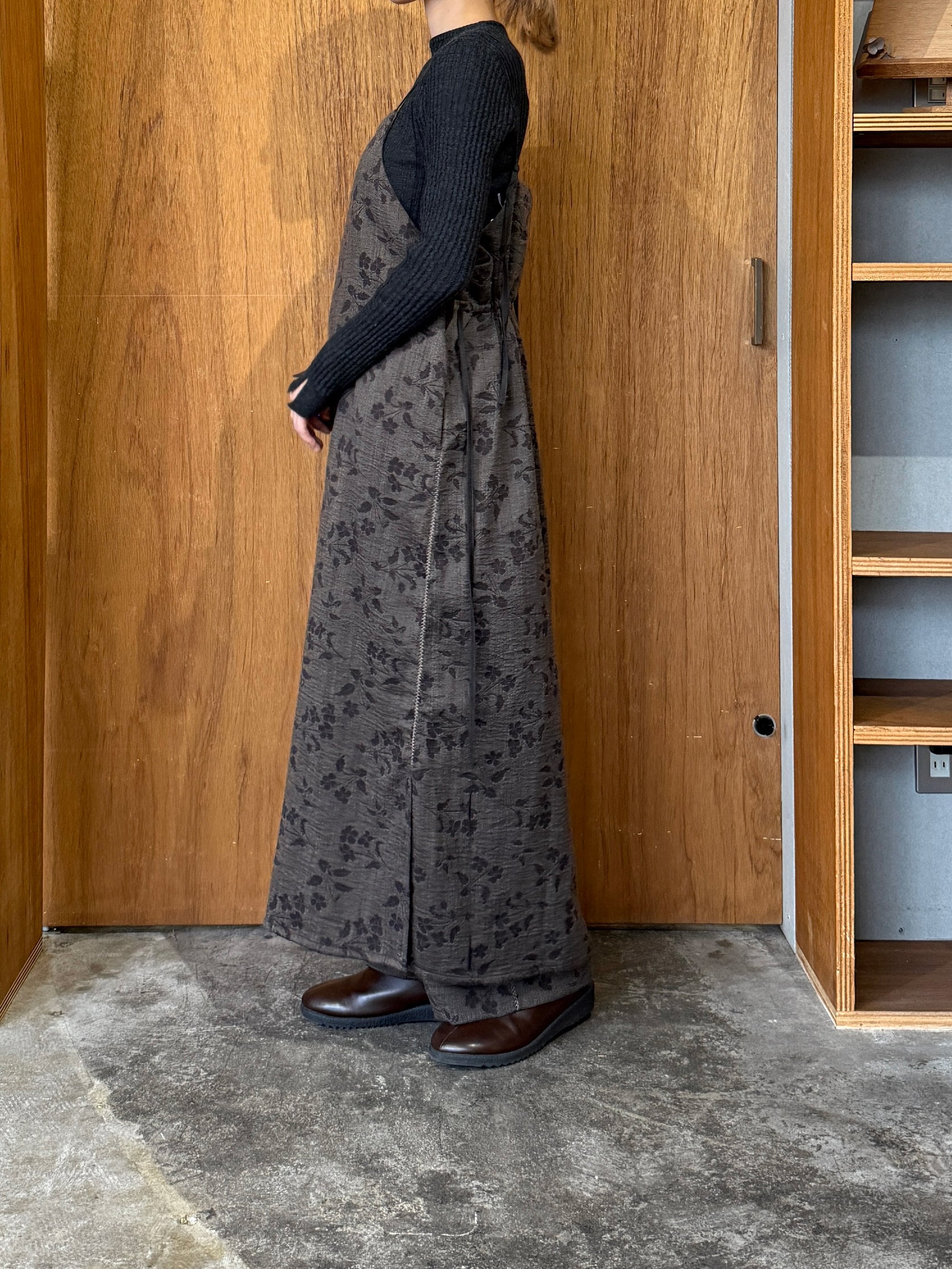 qiri / flower tale gather wide pants (ブラウン)