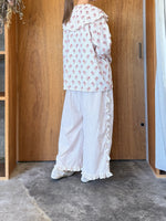 【予約】qiri / sashiko check gater pants (pink mix)