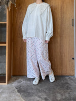 【予約】qiri / sashiko check gater pants (pink mix)