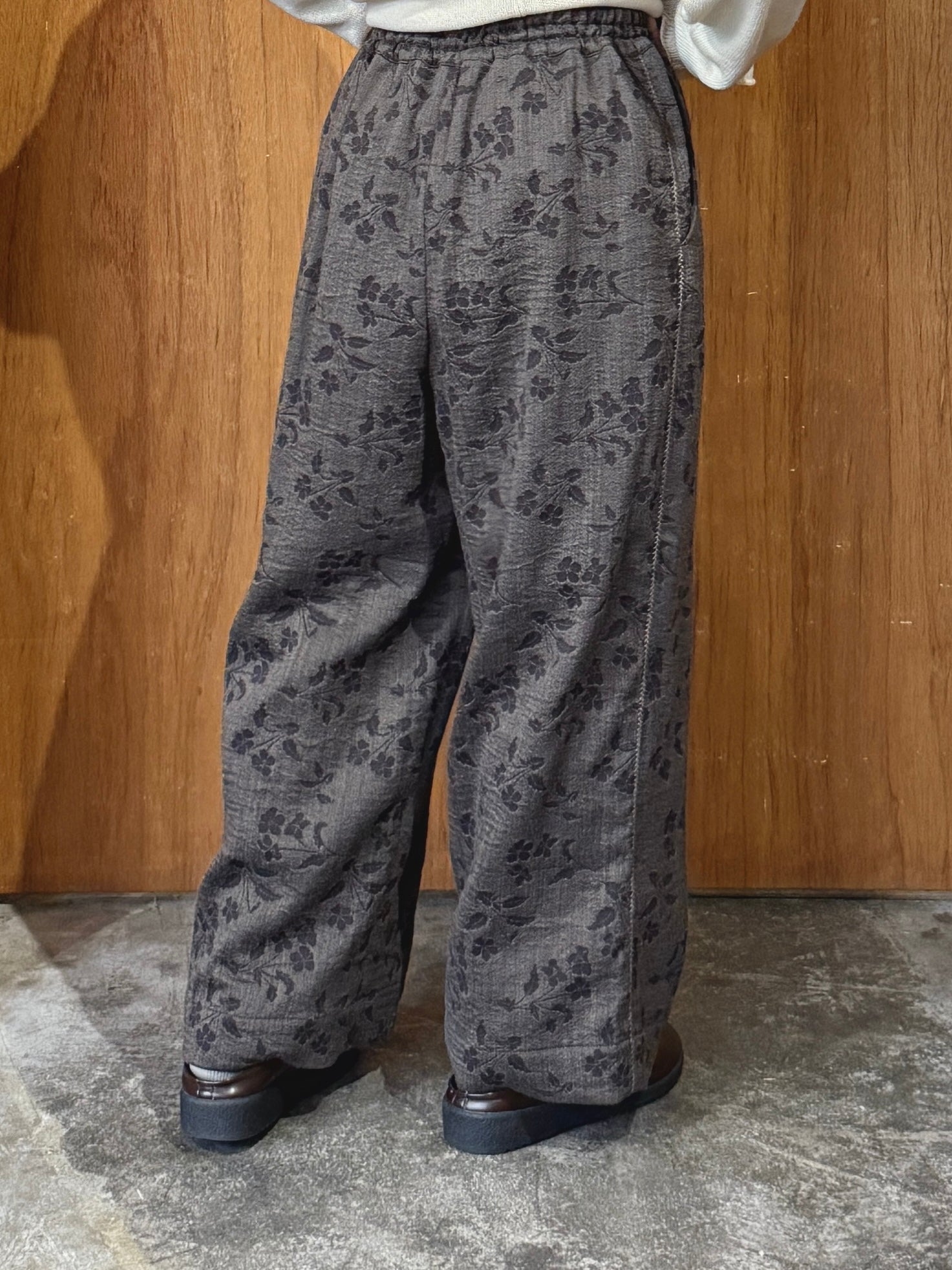 qiri / flower tale gather wide pants (ブラウン)