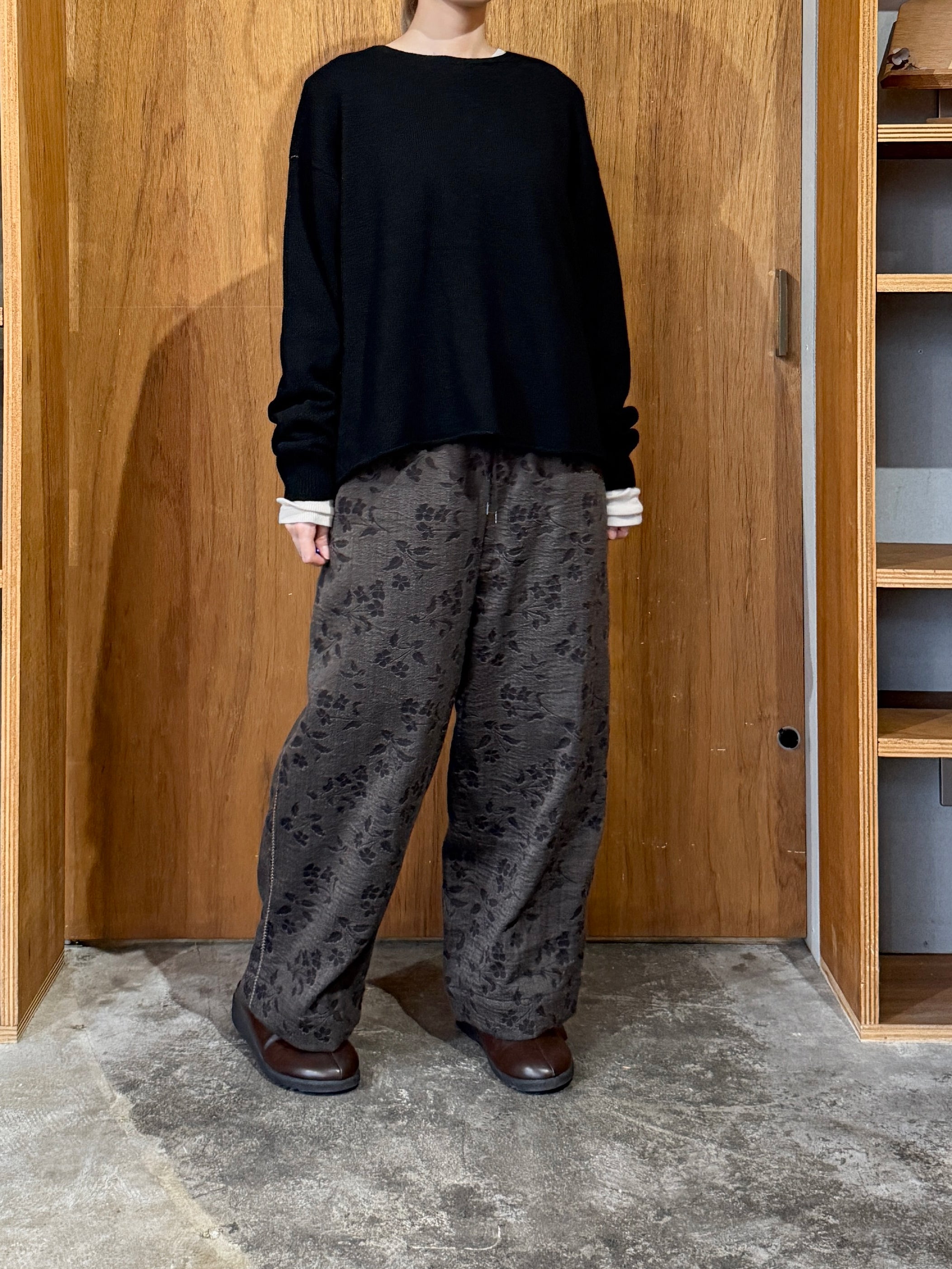 qiri / flower tale gather wide pants (ブラウン)